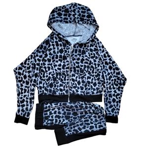 T2LOVE Girls - Leopard Hacci Set Jacket & Pant in Grey, size 8